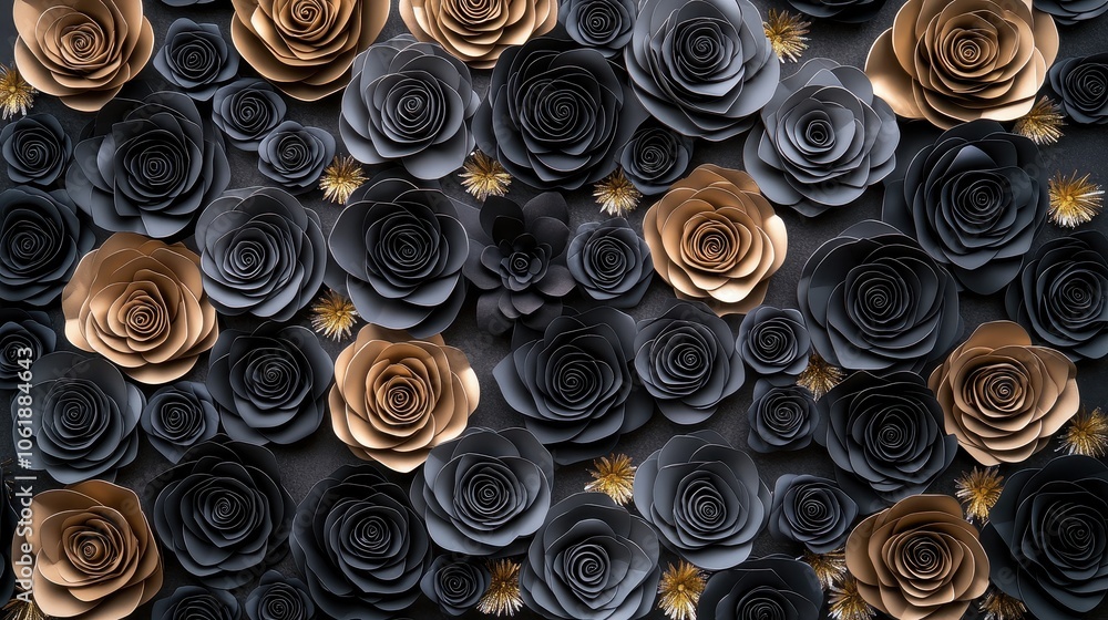 A stunning arrangement of dark and gold roses, creating an elegant and sophisticated floral backdrop. A stunning arrangement of dark and gold roses, creating an elegant and sophisticated floral backdrop.