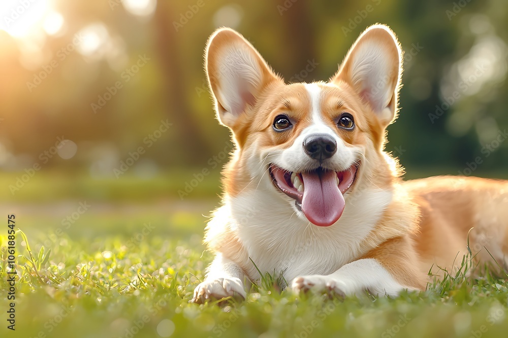 Curious Dog with Tongue Out in a Sunny Garden Curious Dog with Tongue Out in a Sunny Garden