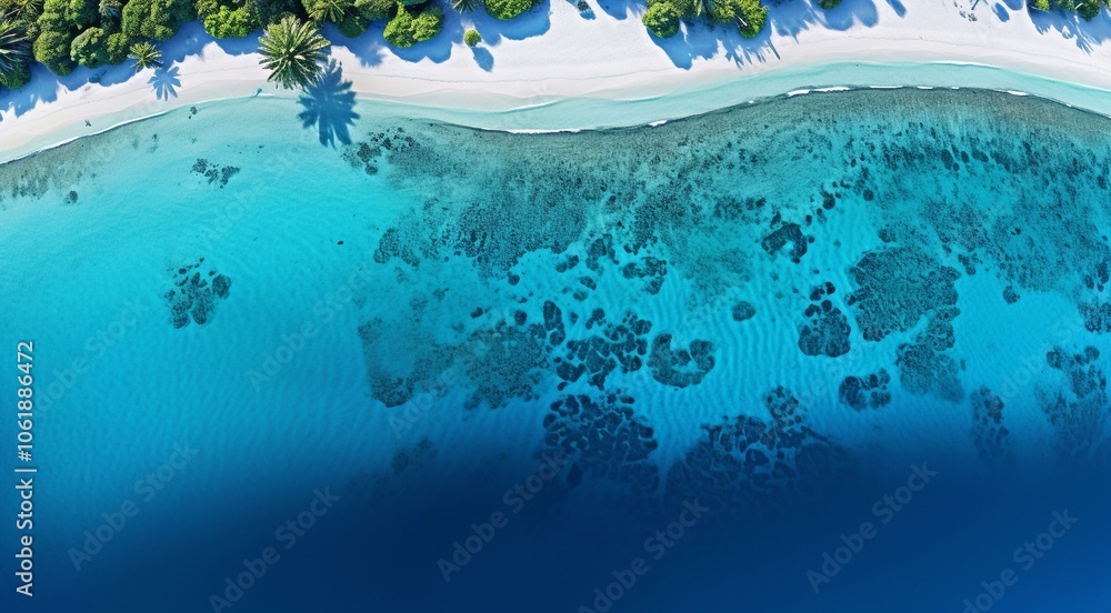 Obraz premium coral blue water in ocean, oceanic view, fantastic view of the ocean