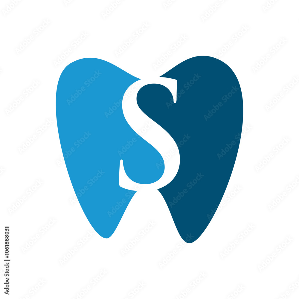 Obraz premium Tooth with initial letter S logo design vector illustration template white background