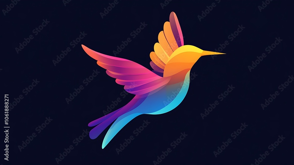 Obraz premium Beautiful bird logo featuring gradient vector color style design