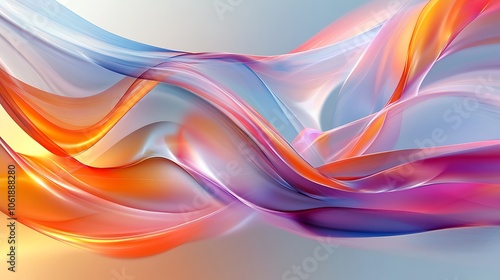 A vibrant, flowing abstract design with smooth waves in various colors.