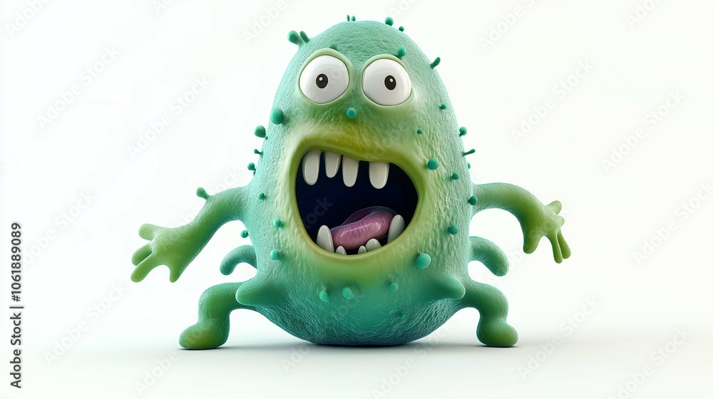3D Cartoon Bacteria Attacking a Cell Animation 3D Cartoon Bacteria Attacking a Cell Animation