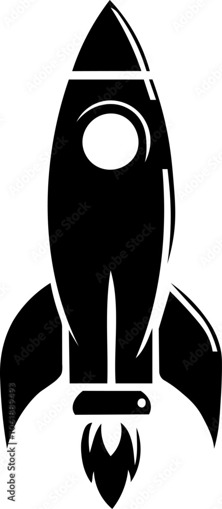 Minimalist illustration of rocket taking off silhouette style. Image that refers to growth, evolution, increase, enrichment Minimalist illustration of rocket taking off silhouette style. Image that refers to growth, evolution, increase, enrichment