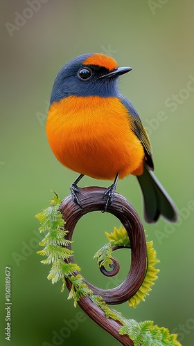 Vibrant Bird in Floral Garden Setting photo