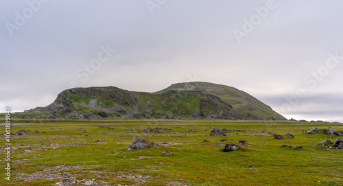 Cabin or summerhouse at the wild in Berlevag, Finnmark, Norway photo