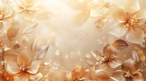 A soft, elegant floral background with golden hues and delicate blooms, ideal for design and decoration.