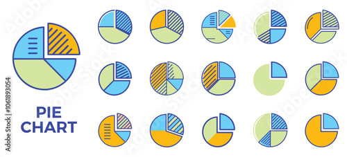 pie chart set statistical data circular statistical graphic divided slices
