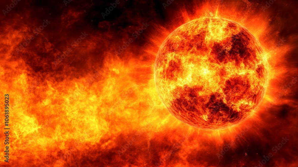 Radiant sun on black background, a stunning display of light, heat, and solar energy Radiant sun on black background, a stunning display of light, heat, and solar energy