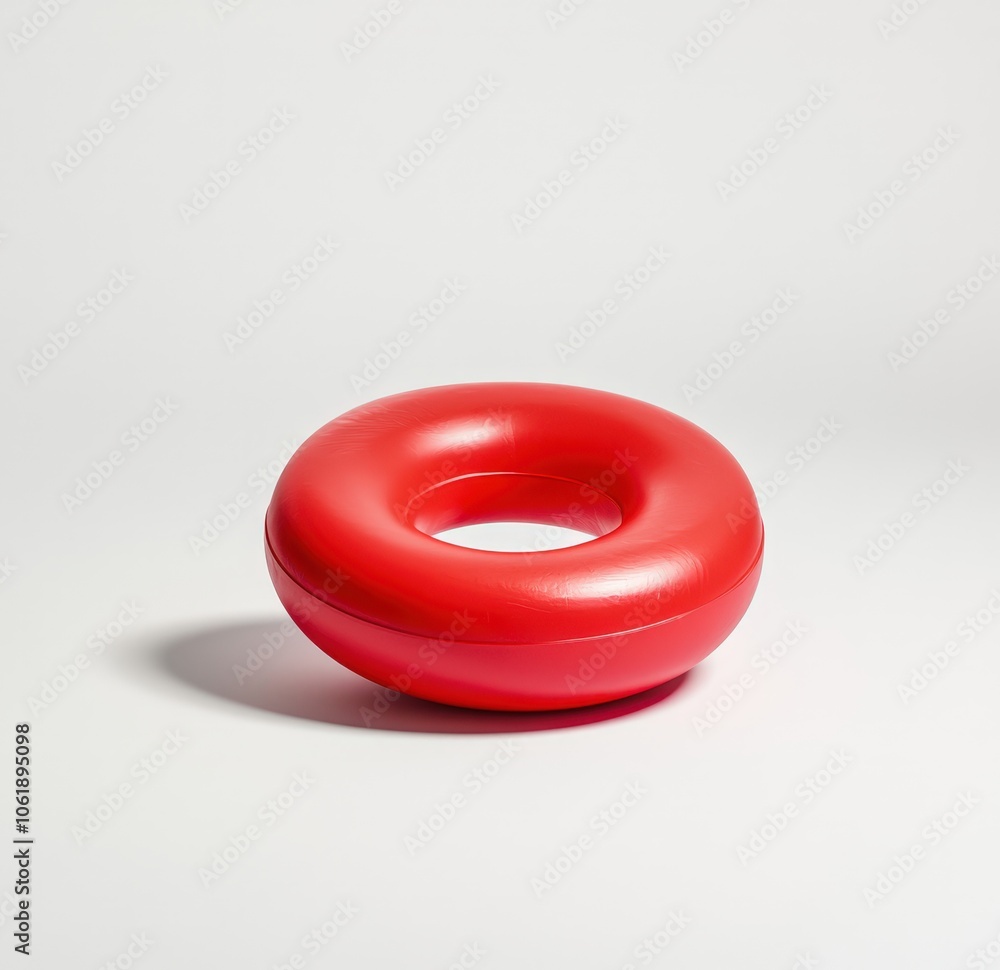 Vibrant red inflatable swim ring on a plain background Vibrant red inflatable swim ring on a plain background