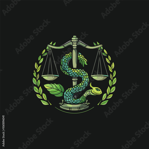 Law firm of snake logo icon design template flat vector