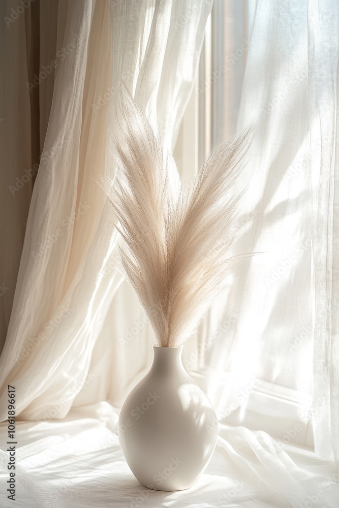Elegant White Vase with Pampas Grass Elegant White Vase with Pampas Grass