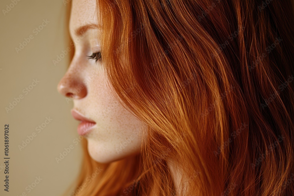 Beautiful girl with long, red hair in a studio Beautiful girl with long, red hair in a studio