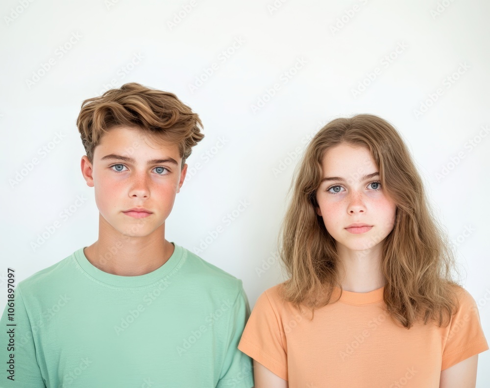 Portrait of two young people with serious expressions Portrait of two young people with serious expressions