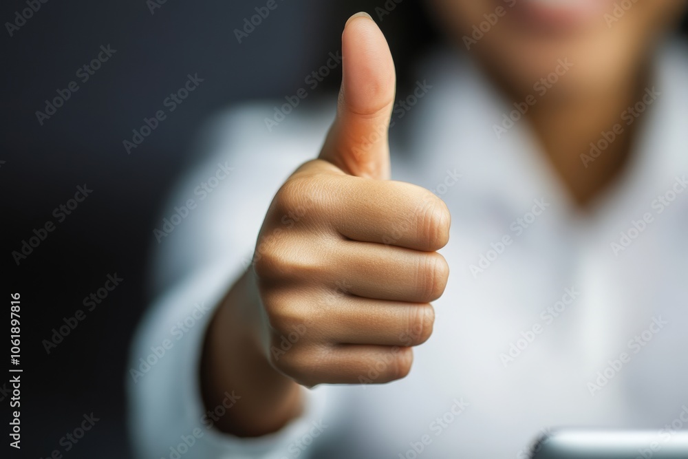 Thumbs up gesture of approval and positivity Thumbs up gesture of approval and positivity