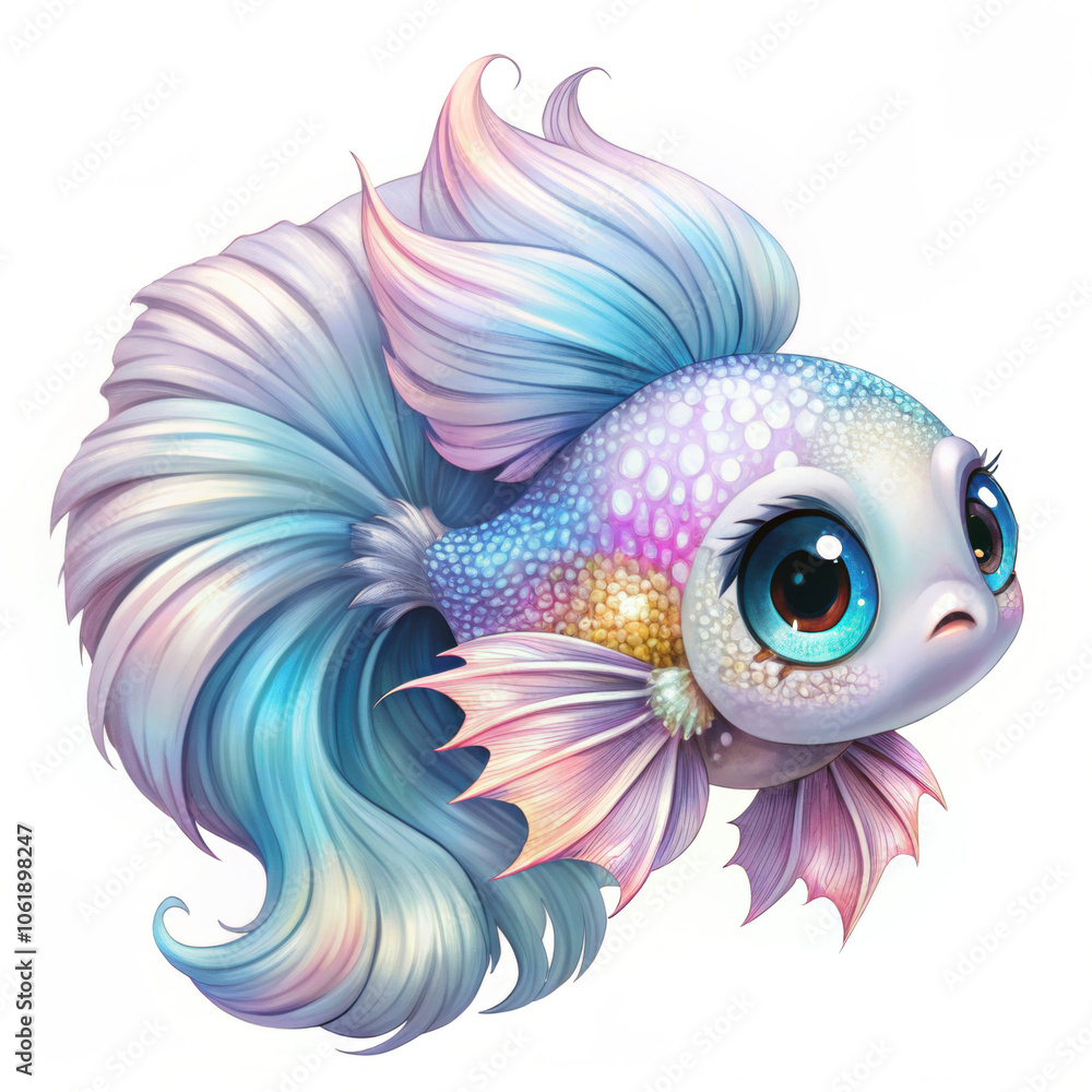Obraz premium Colorful Betta Fish with Flowing Fins Illustration
