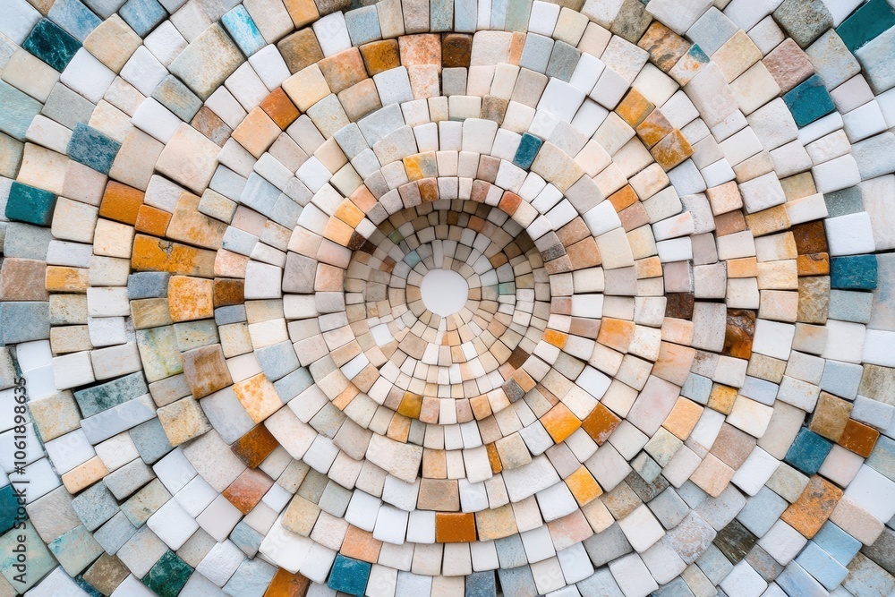 Fototapeta premium Colorful mosaic tile pattern with concentric circles