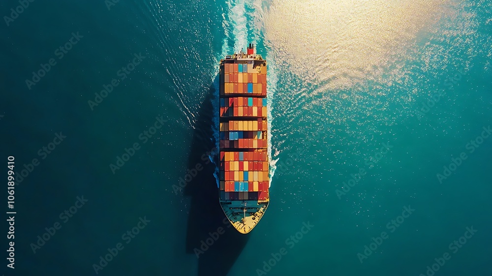 Aerial view of a cargo ship with containers, Background container ship Aerial view of a cargo ship with containers, Background container ship
