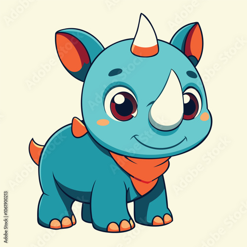 Cute Cartoon Baby Rhinoceros Illustration