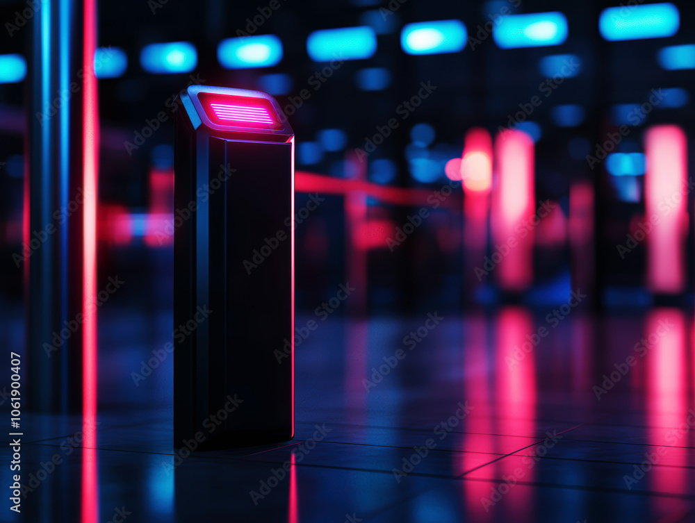 Futuristic Airport Scene with Neon Lights Futuristic Airport Scene with Neon Lights