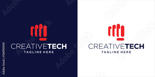 Creative Logo Design Clenched Hands with Piano Negative Space, Design Inspiration, Illustration, Vector