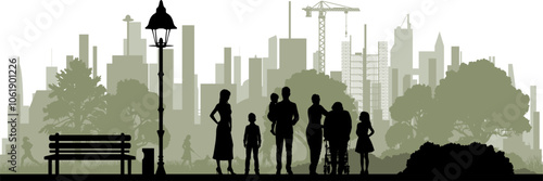 Vektor Silhouette Körper Familie - Generationen - Vater Mutter Kinder Großmutter - Gemeinsam - Vertrauen und Hilfe