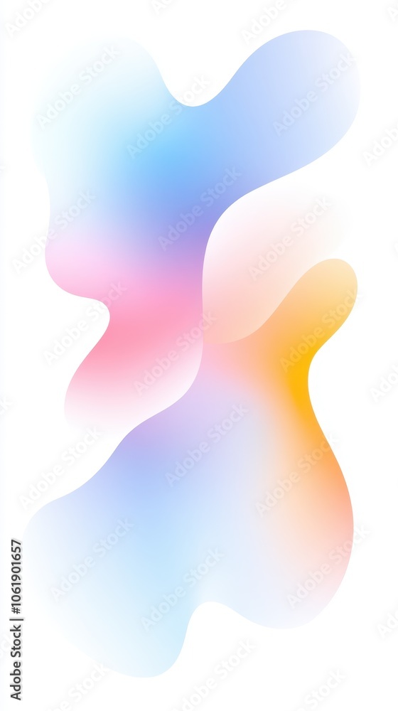 Abstract Pastel Fluid Shapes on White Background Abstract Pastel Fluid Shapes on White Background