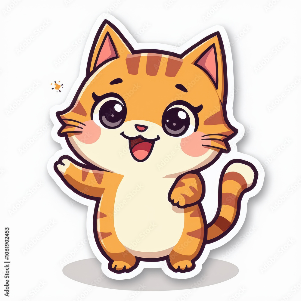 Obraz premium Cute Orange Tabby Cat Illustration 