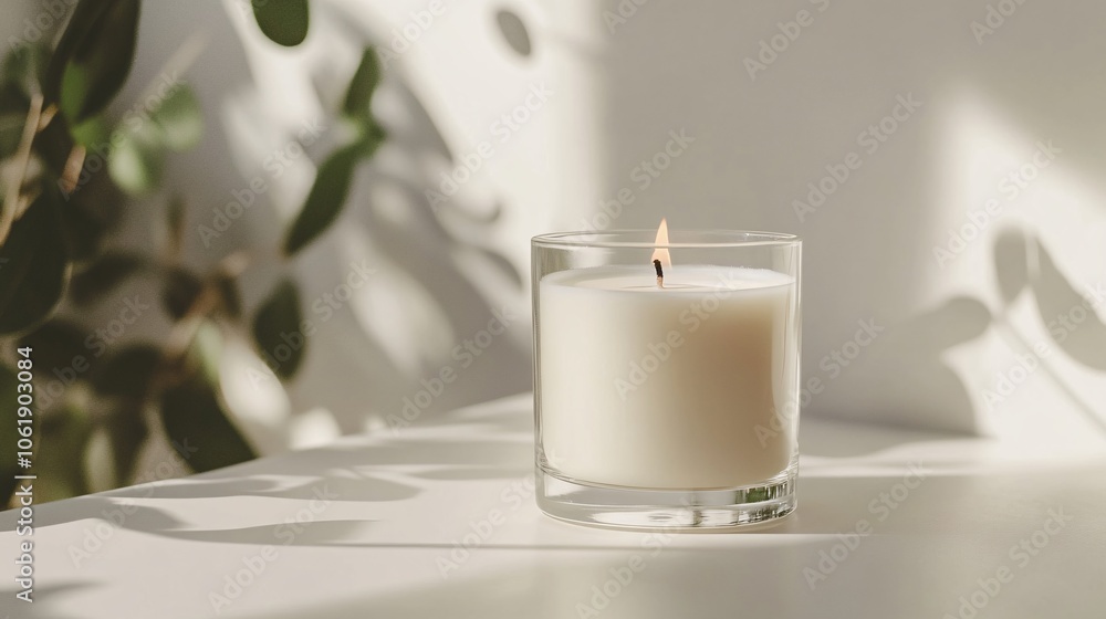 Burning Candle with Soft Light and Shadow Burning Candle with Soft Light and Shadow