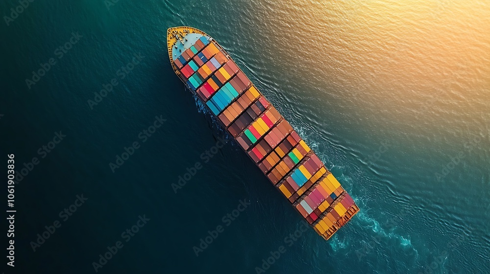 Aerial view of a cargo ship with containers, Background container ship Aerial view of a cargo ship with containers, Background container ship