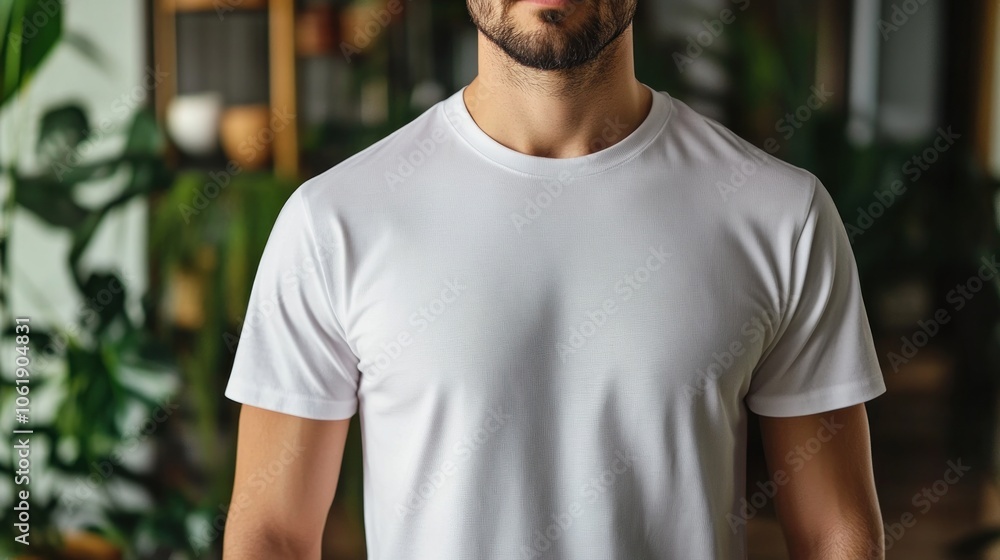Man Wearing White T-Shirt Man Wearing White T-Shirt