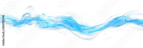 Abstract blue flowing liquid wave isolated on white background.