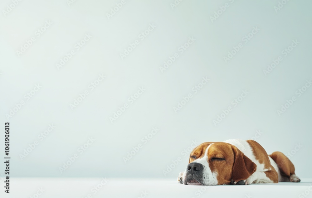 Sleeping beagle dog on white background Sleeping beagle dog on white background