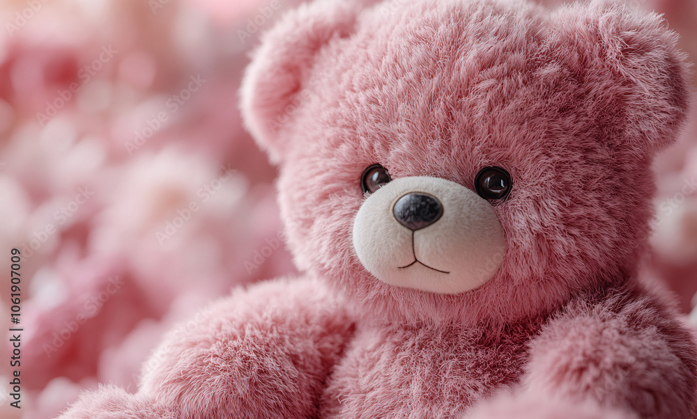 A soft plush teddy bear in pink with a warm, nostalgic atmosphere perfect for comfort and childhood innocence. A soft plush teddy bear in pink with a warm, nostalgic atmosphere perfect for comfort and childhood innocence.