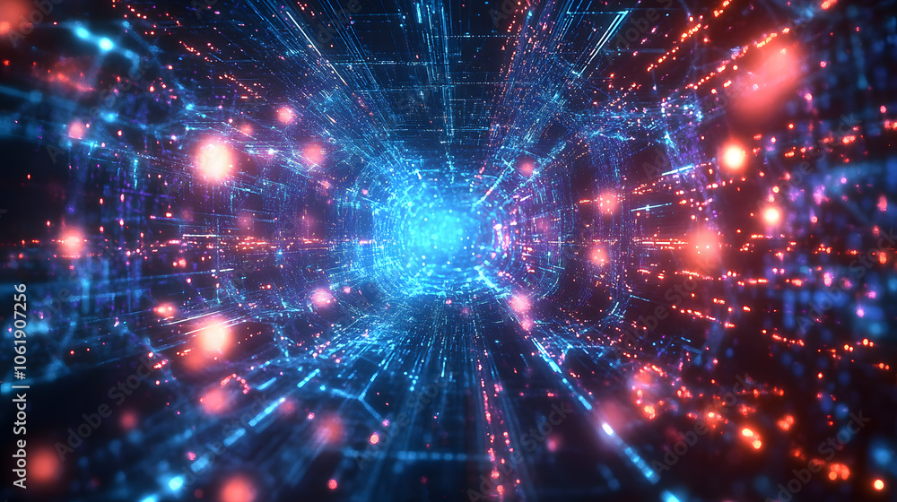 An abstract image of AI as a glowing network of circuits and data streams symbolizing the future of technology Stock Photo with copy space An abstract image of AI as a glowing network of circuits and data streams symbolizing the future of technology Stock Photo with copy space