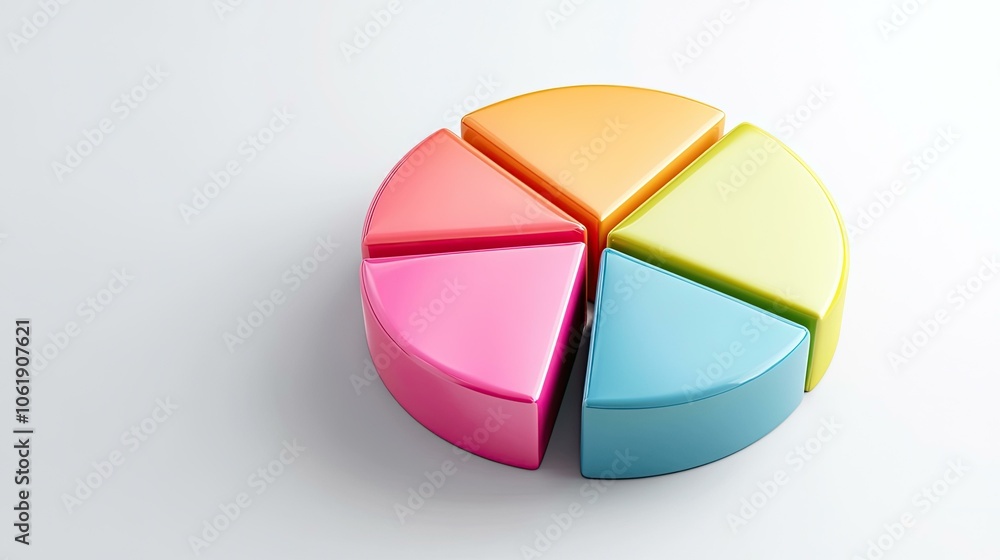 Fototapeta premium 3D Colorful Pie Chart on a White Background