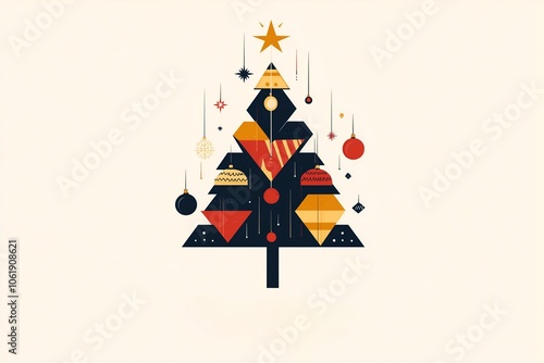 black christmas tree design for christmas greetings card photo