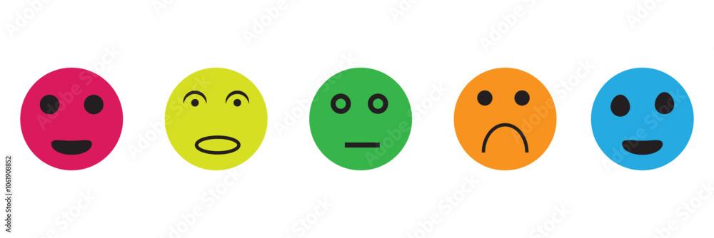 Smile face emoji icon set collection in flat style. Happy emoticon facial concept Smile face emoji icon set collection in flat style. Happy emoticon facial concept