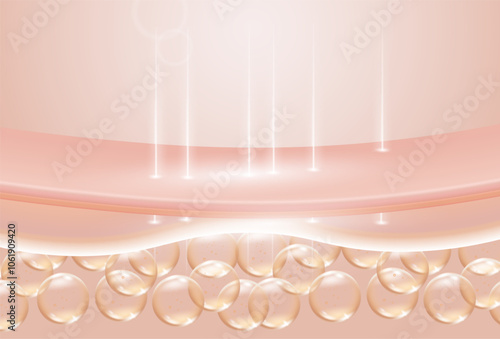  Facial lifting treatment by serum and cream concept. 3D vector.