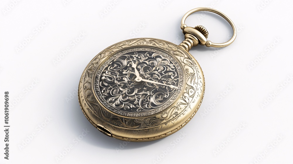 Antique Pocket Watch With Ornate Floral Design Antique Pocket Watch With Ornate Floral Design