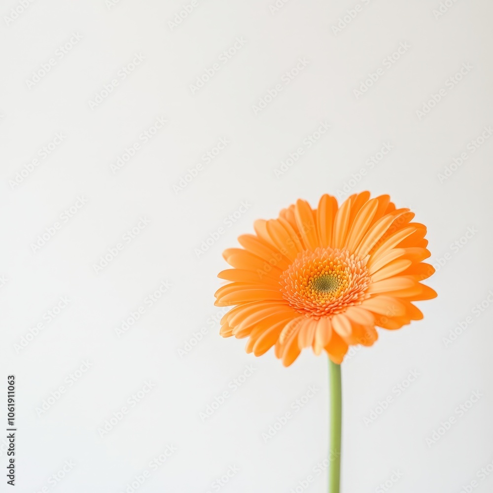 Vibrant orange gerbera daisy against a clean white background Vibrant orange gerbera daisy against a clean white background