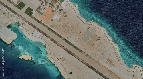 Qatar, Al-Yasat Island from a bird's eye view in the Persian Gulf