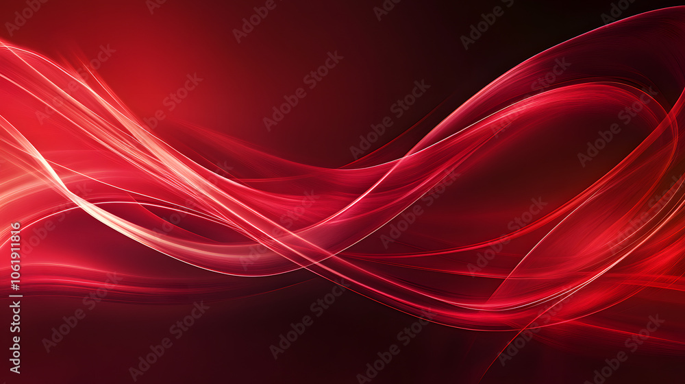 Fototapeta premium Dynamic red abstract lines with depth.