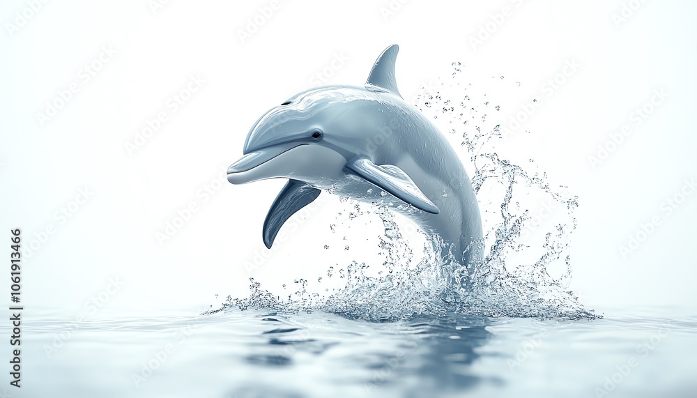Obraz premium Joyful dolphin gracefully leaps from the ocean, capturing the essence of freedom and nature in an exhilarating display of aquatic beauty.