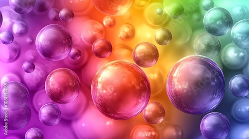 Colorful Gradient Spheres in Frosted Glass Effect Background