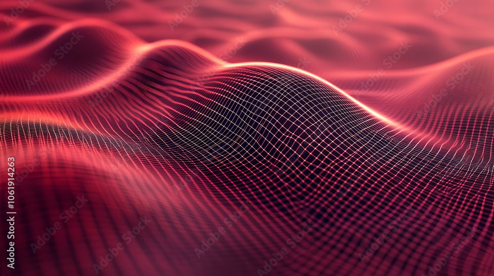 Fototapeta premium Futuristic red digital grid background.