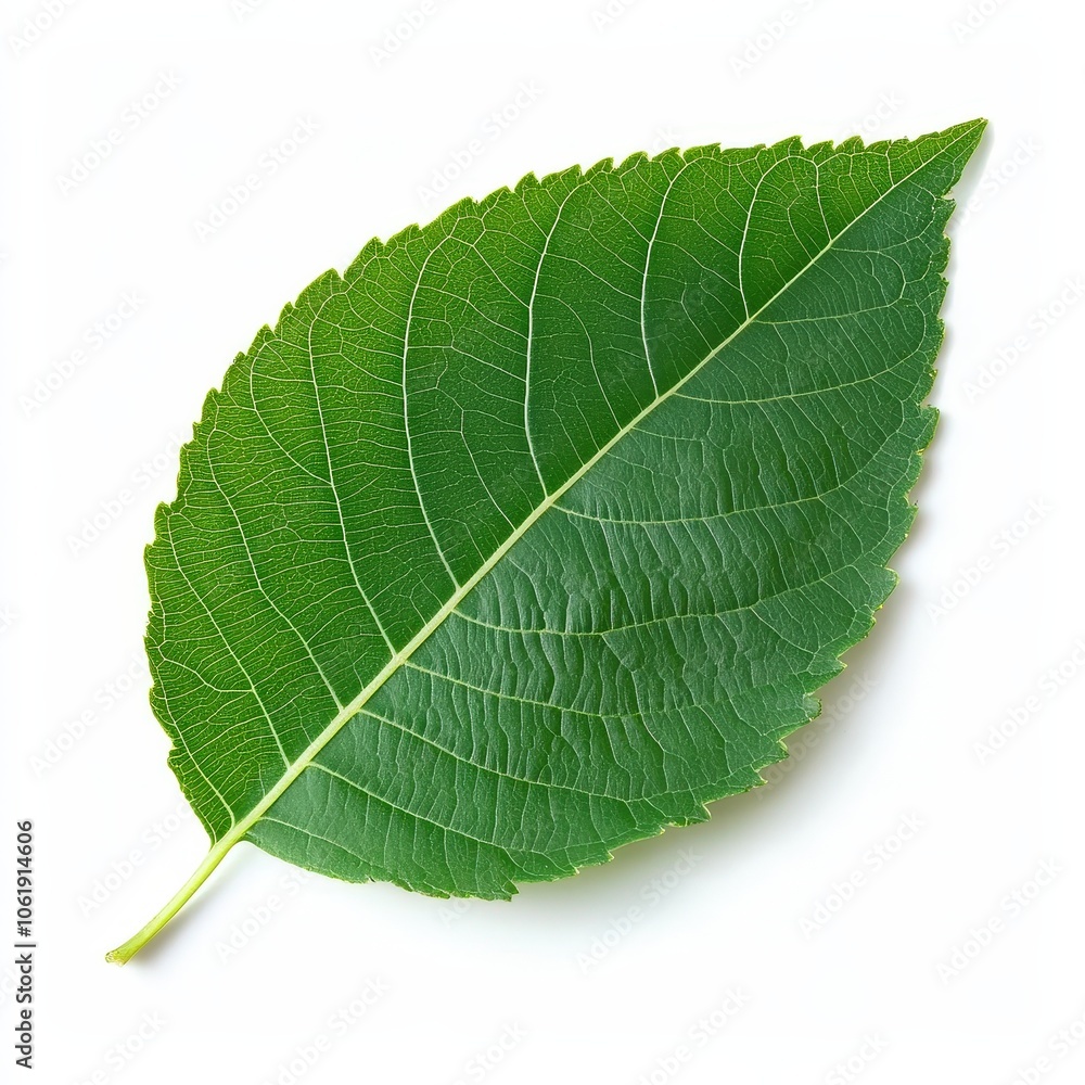 Obraz premium Isolated Green Leaf on White Background