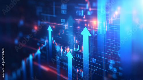 Financial chart with upward trend arrows suggesting positive investment signals and economic growth