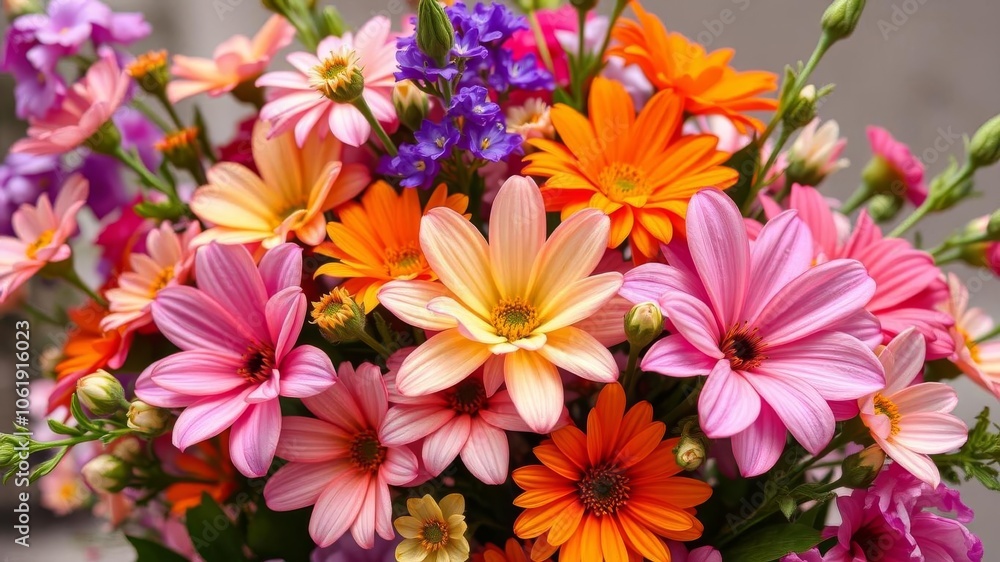 Beautiful bouquet of vibrant flowers in bloom, perfect for spring concepts and special occasions, natural beauty, romance Beautiful bouquet of vibrant flowers in bloom, perfect for spring concepts and special occasions, natural beauty, romance