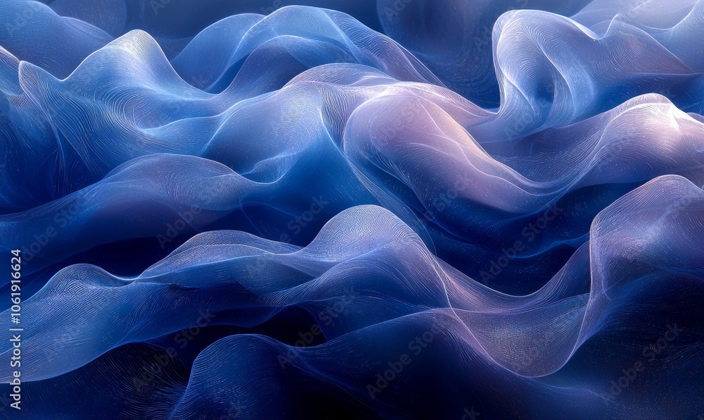 Abstract waves of blue and purple, creating a fluid, ethereal atmosphere. Abstract waves of blue and purple, creating a fluid, ethereal atmosphere.